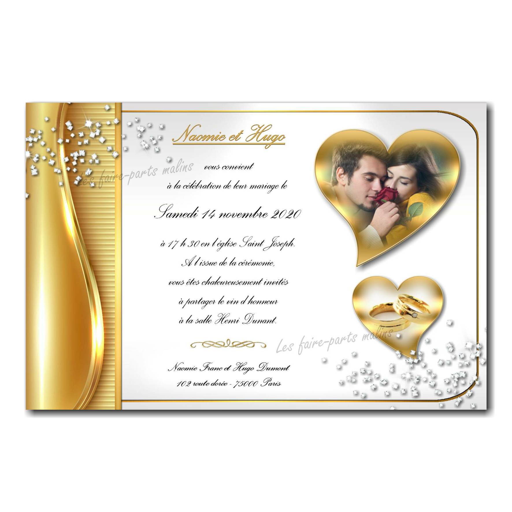 Faire-part de mariage, carte d'invitation de mariage